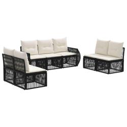 Ensemble de canap&eacute; de jardin 7 pcs Noir et blanc cr&egrave;me