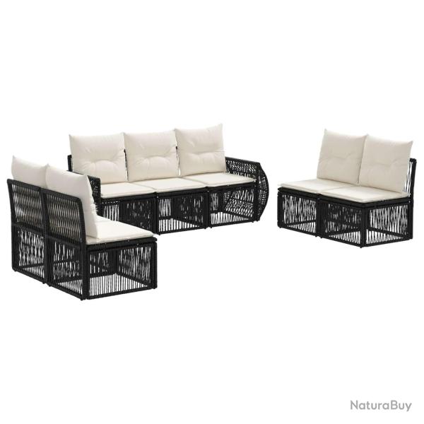 Ensemble de canap� de jardin 7 pcs Noir et blanc cr�me
