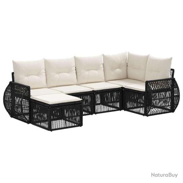 Ensemble de canap� de jardin 6 pcs Noir et blanc cr�me