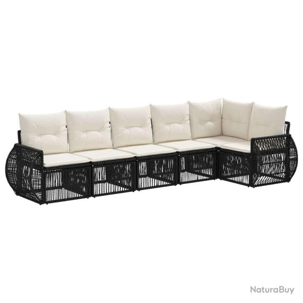 Ensemble de canap� de jardin 6 pcs Noir et blanc cr�me