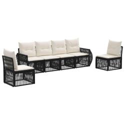 Ensemble de canap&eacute; de jardin 6 pcs Noir et blanc cr&egrave;me