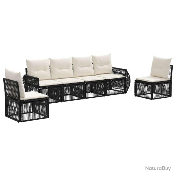 Ensemble de canap� de jardin 6 pcs Noir et blanc cr�me