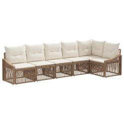 Ensemble de canap&eacute; de jardin 6 pcs Beige polyrotin