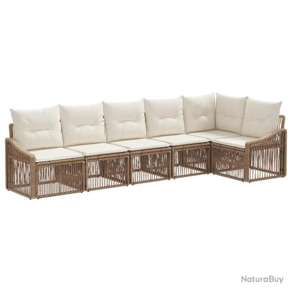 Ensemble de canap� de jardin 6 pcs Beige polyrotin