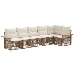 Ensemble de canap&eacute; de jardin 6 pcs Beige polyrotin