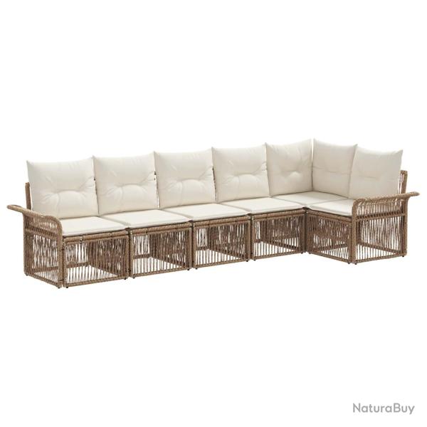 Ensemble de canap� de jardin 6 pcs Beige polyrotin