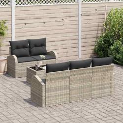 Ensemble de canap&eacute; de jardin 6 pcs Gris clair et gris fonc&eacute;