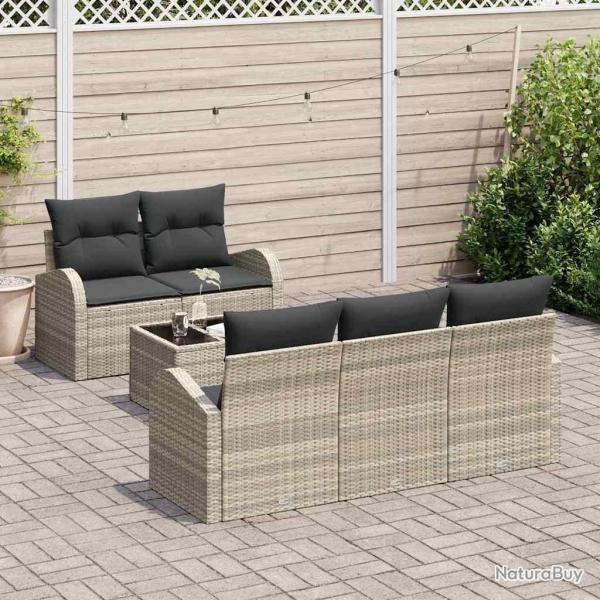 Ensemble de canap� de jardin 6 pcs Gris clair et gris fonc�