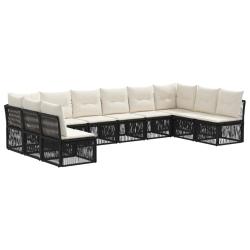 Ensemble de canap&eacute; de jardin 10 pcs Noir polyrotin