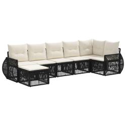 Ensemble de canap&eacute; de jardin 7 pcs Noir et blanc cr&egrave;me