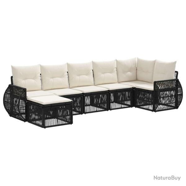 Ensemble de canap� de jardin 7 pcs Noir et blanc cr�me
