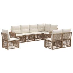 Ensemble de canap&eacute; de jardin 8 pcs Beige et blanc cr&egrave;me
