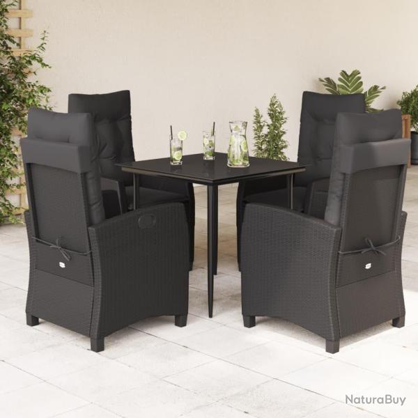 Ensemble � manger de jardin coussins 5pcs Noir R�sine tress�e