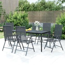 Ensemble &agrave; manger de jardin 7 pcs anthracite acier