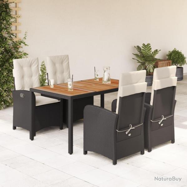 Ensemble � manger de jardin coussins 5pcs Noir R�sine tress�e