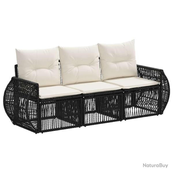Ensemble de canap� de jardin 3 pcs Noir et blanc cr�me