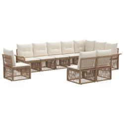 Ensemble de canap&eacute; de jardin 10 pcs Beige polyrotin