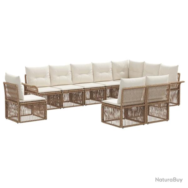 Ensemble de canap� de jardin 10 pcs Beige polyrotin