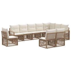 Ensemble de canap&eacute; de jardin 10 pcs Beige polyrotin