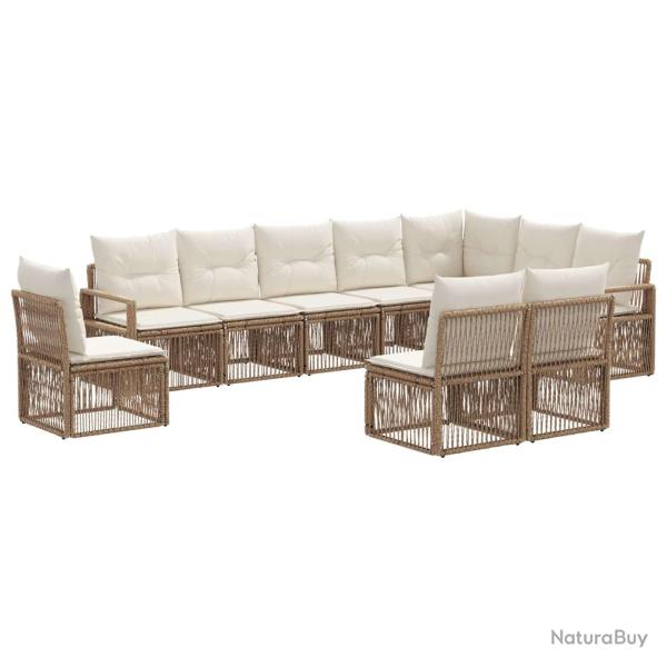Ensemble de canap� de jardin 10 pcs Beige polyrotin