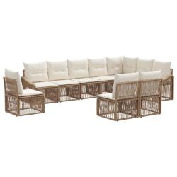 Ensemble de canap&eacute; de jardin 10 pcs Beige polyrotin