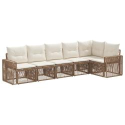 Ensemble de canap&eacute; de jardin 6 pcs Beige et blanc cr&egrave;me