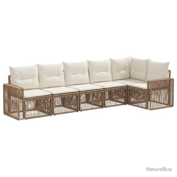 Ensemble de canap� de jardin 6 pcs Beige et blanc cr�me