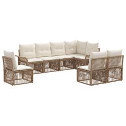 Ensemble de canap&eacute; de jardin 8 pcs Beige polyrotin