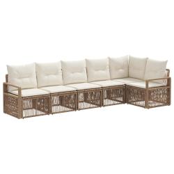 Ensemble de canap&eacute; de jardin 6 pcs Beige polyrotin