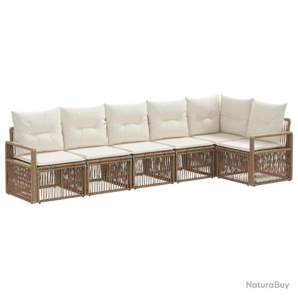 Ensemble de canap� de jardin 6 pcs Beige polyrotin