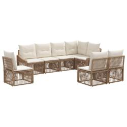 Ensemble de canap&eacute; de jardin 8 pcs Beige polyrotin