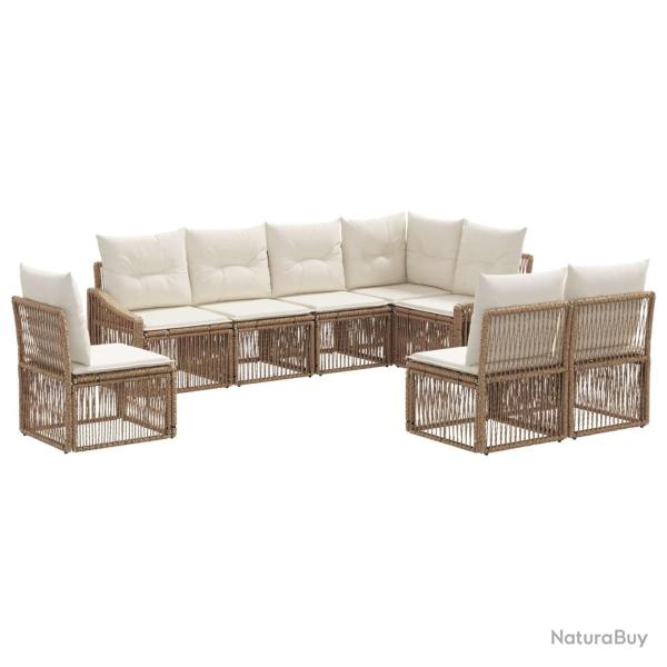 Ensemble de canap� de jardin 8 pcs Beige polyrotin