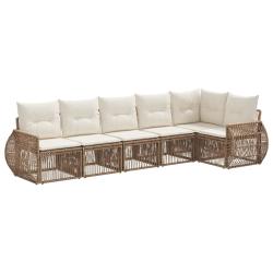 Ensemble de canap&eacute; de jardin 6 pcs Beige et blanc cr&egrave;me