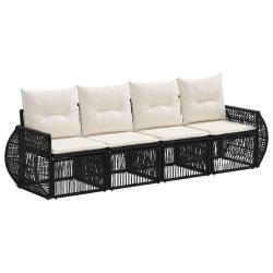 Ensemble de canap&eacute; de jardin 4 pcs Noir et blanc cr&egrave;me