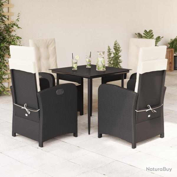 Ensemble � manger de jardin coussins 5pcs Noir R�sine tress�e