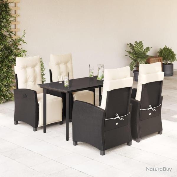 Ensemble � manger de jardin coussins 5pcs Noir R�sine tress�e