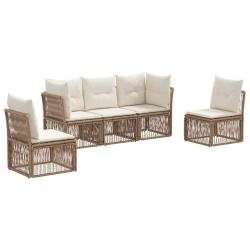 Ensemble de canap&eacute; de jardin 5 pcs Beige polyrotin