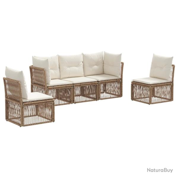 Ensemble de canap� de jardin 5 pcs Beige polyrotin