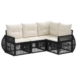 Ensemble de canap&eacute; de jardin 4 pcs Noir et blanc cr&egrave;me