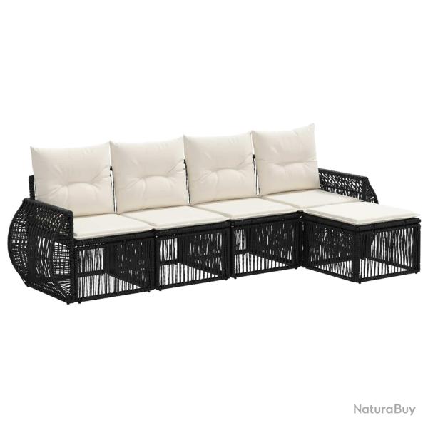 Ensemble de canap� de jardin 5 pcs Noir et blanc cr�me