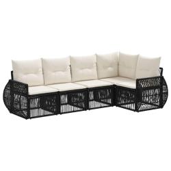 Ensemble de canap&eacute; de jardin 5 pcs Noir et blanc cr&egrave;me