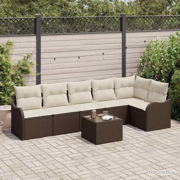 Ensemble de canap� de jardin avec stockage 7 pcs Gris polyrotin