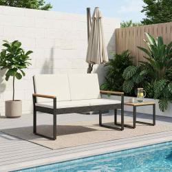 Banc ext&eacute;rieur Noir et blanc cr&egrave;me 107 x 61 x 80 cm polyrotin