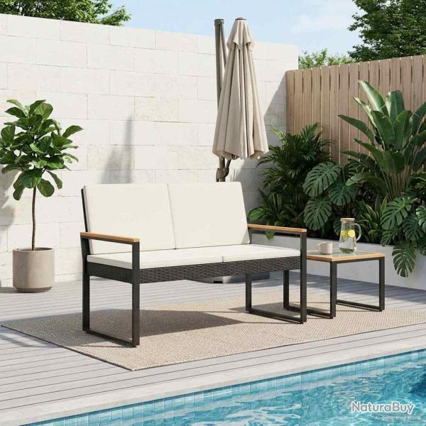 Banc ext�rieur Noir et blanc cr�me 107 x 61 x 80 cm polyrotin