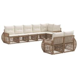 Ensemble de canap&eacute; de jardin 8 pcs Beige et blanc cr&egrave;me