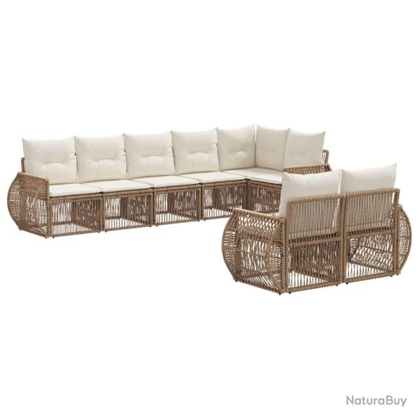 Ensemble de canap� de jardin 8 pcs Beige et blanc cr�me