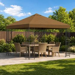 Pavillon 3 x 3 m Taupe Polyester et Acier 190 gsm