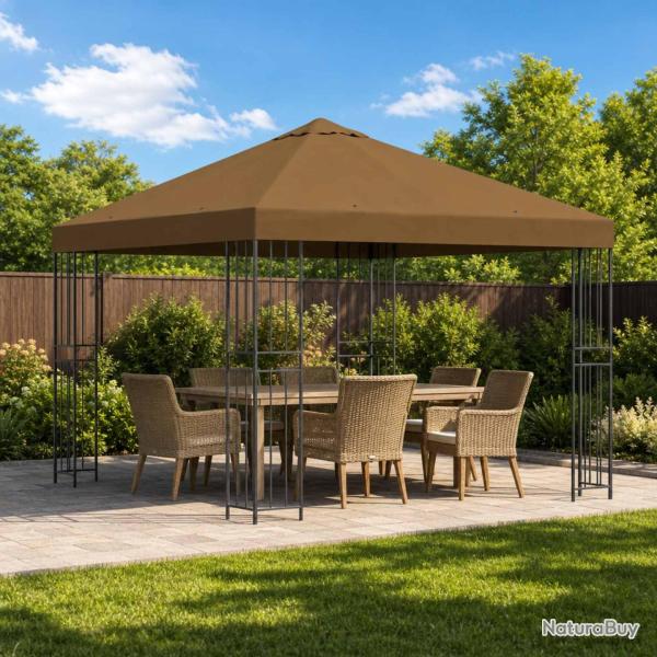 Pavillon 3 x 3 m Taupe Polyester et Acier 190 gsm