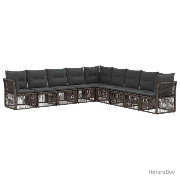 Ensemble de canap� de jardin 9 pcs Gris polyrotin