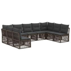 Ensemble de canap&eacute; de jardin 9 pcs Gris polyrotin